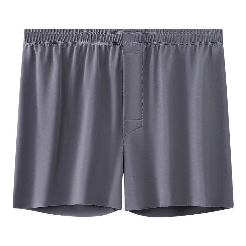 Men's Ice Silk Boxers Shorts Large Size Underwear Man Mid Waist Loose Arrow Pants Boy Home Pajamas Underpants Breathable Panties