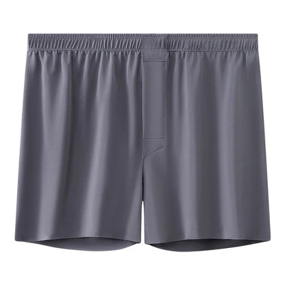 Men's Ice Silk Boxers Shorts Large Size Underwear Man Mid Waist Loose Arrow Pants Boy Home Pajamas Underpants Breathable Panties