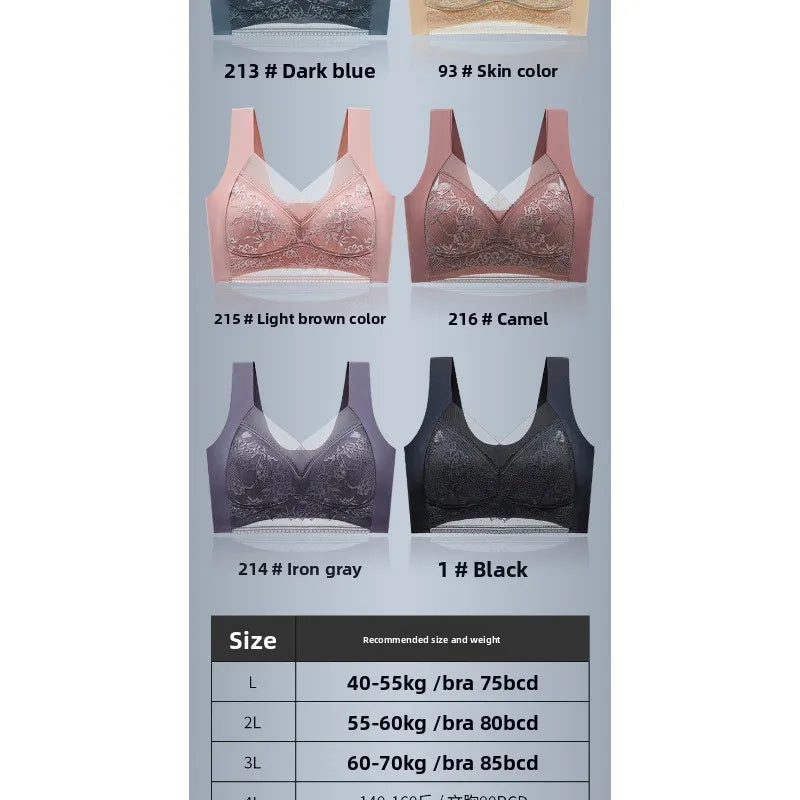 Seamless Lace Bra - Large Size Underwear | Breathable Thin Bra With Beautiful Back