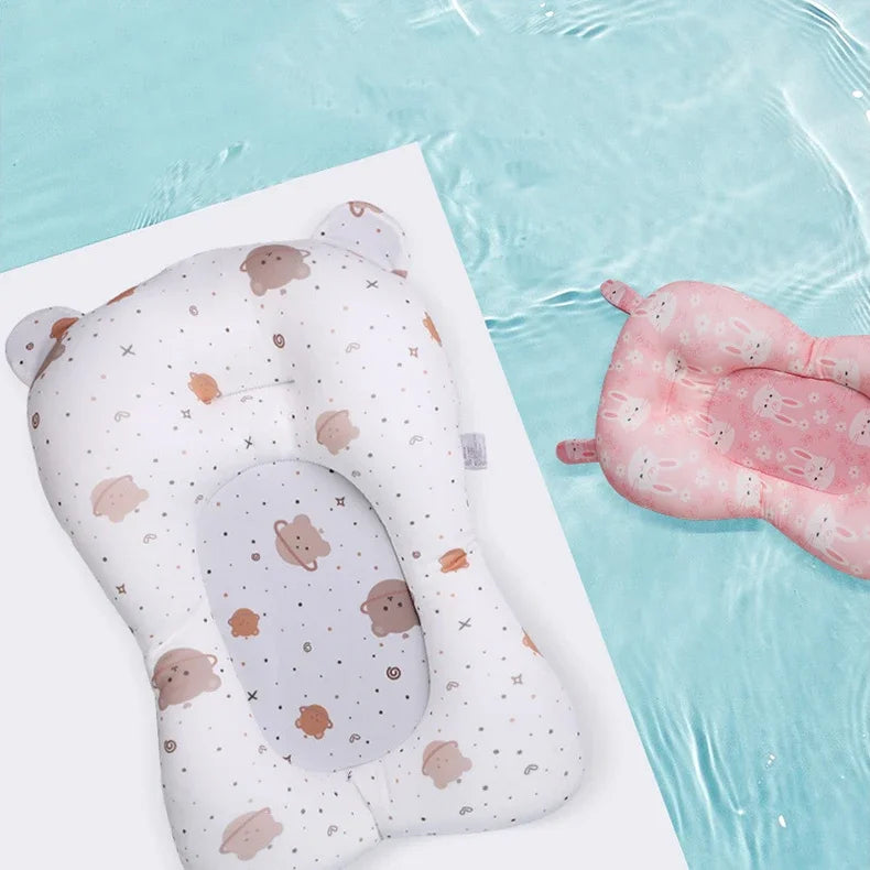 Baby Shower Bath Tub Pad Non-Slip Newborn Bathtub Mat Safety Nursing Foldable Support Comfort Body Cushion Mat Pillow Cartoon