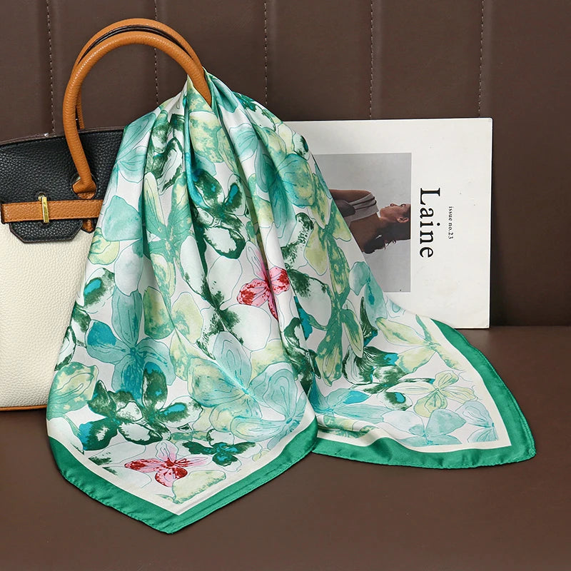 Luxury Satin Silk Scarf - Womens Fashion Shawl Hijab Neckerchief Bandana 2023