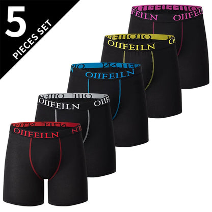 5-piece Set Of Men's Solid Color Underwear Breathable Quick Drying Fashionable Sporty Comfortable And Suitable For Teenagers
