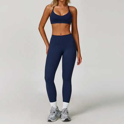 Women Yoga Sports Set - Running Fitness Outfit with Super Elastic, Breathable Gym Tracksuit
