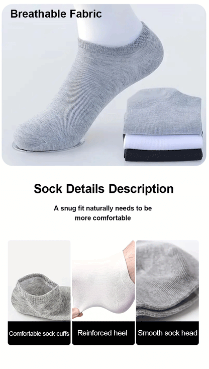 5/10 Pairs Men's  Boat Socks Business Sport Sweat Absorption Mature Summer Autumn Solid Color Non Pilling Versatile Ankle Socks