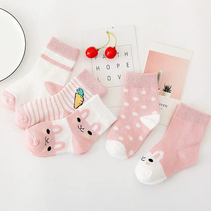 5 Pairs/Lot Kids Soft Cotton Socks Boy Girl Baby Infant Fashion Stripe Warm For Autumn Winter 0-6 Years Children Cartoon Sock