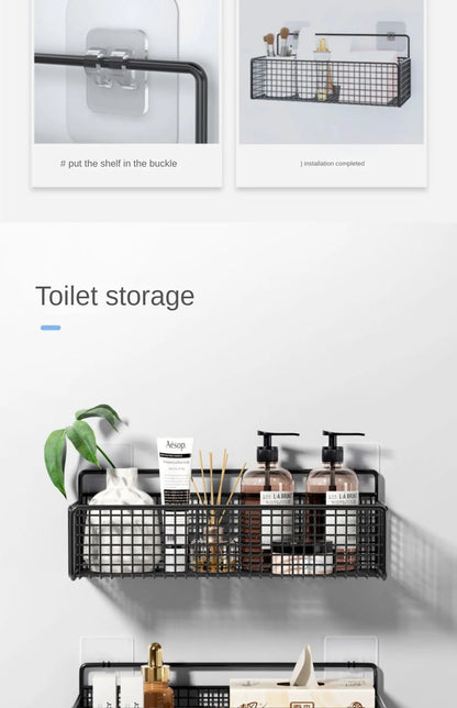 Multifunctional Bathroom Organiser - Wall Mount Toiletries Storage Rack