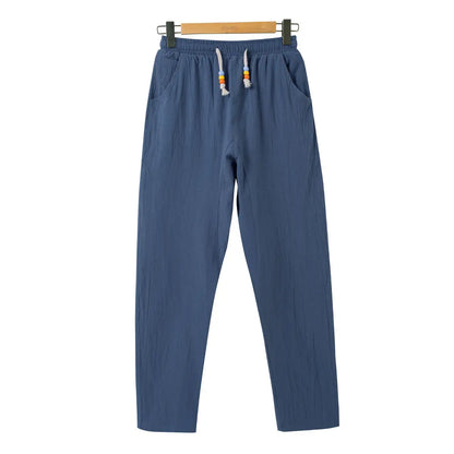 Linen Cotton T-shirt Men's Set Chinese Style Short Sleeve Sportswear +trousers 2 Piece Sets Summer Men Tracksuit Solid Suit