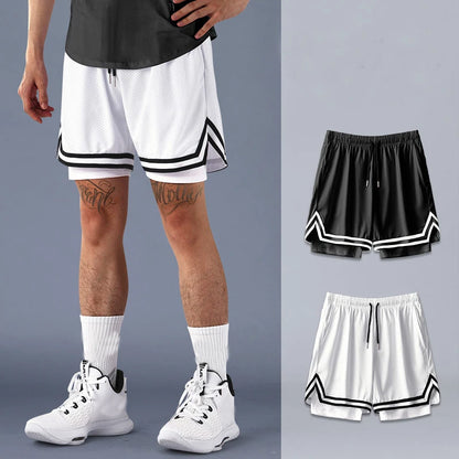 1pcs Men Basketball Sport Shorts Boy Gym Running Short Male 2 In 1 Quick Dry Workout Training Fitness Mesh Breathable Short Pant