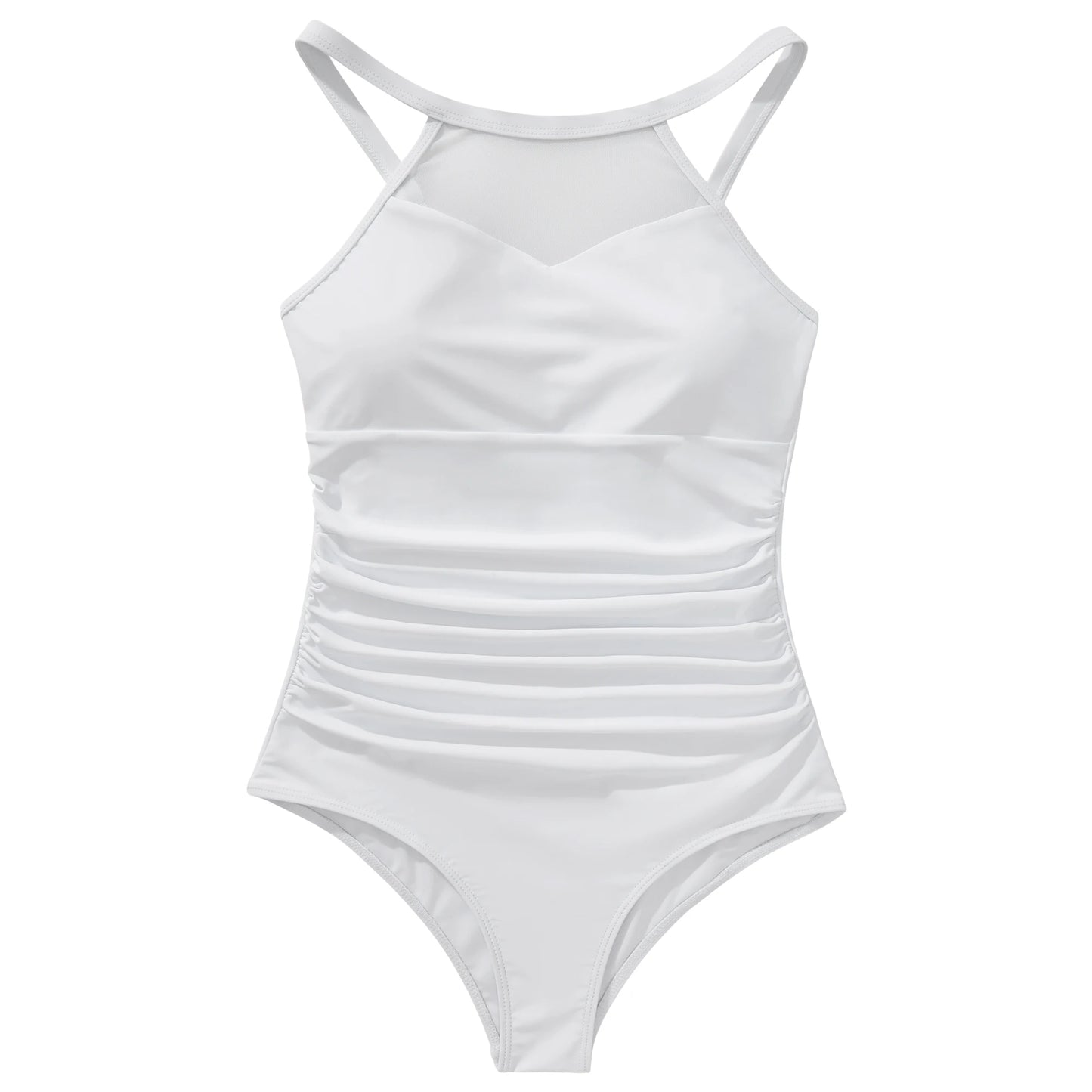 XL Size One Piece Swimsuit Women Mesh Hollow Out Swimwear For Women Solid Padded Push Up Plus Size Summer Bathing Suits Female