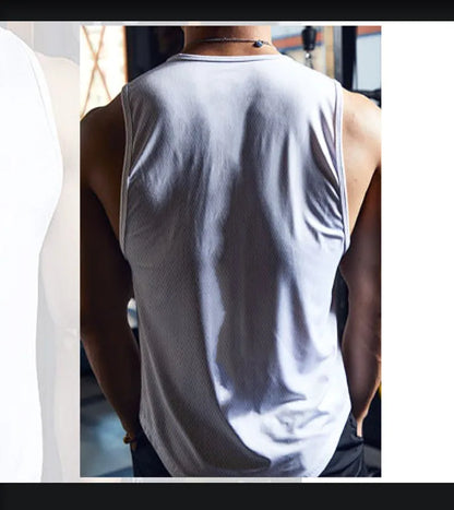 Men's Sleeveless Tank Top Quick Dry Breathable Polyester Mesh Workout Fitness Basketball Gym  Bodybuilding Singlet Fitness Wear