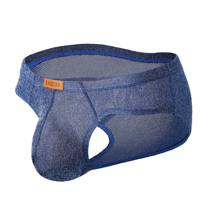 Men's Ice Silk Mesh Boxer Briefs Ultra-thin Breathable Cool Quick Dry Underwear Soft Comfortable Panties for Summer Daily Wear