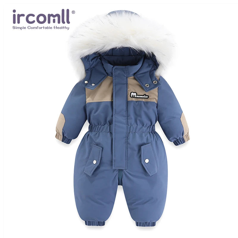 Kids Winter Snowsuit - Waterproof Toddler Snow Jumpsuit with Plush Velvet Jacket
