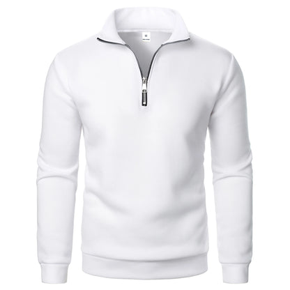 Spring and Autumn new casual half zipper stand up collar hoodie trend simple and loose oversized fleece men's hoodie