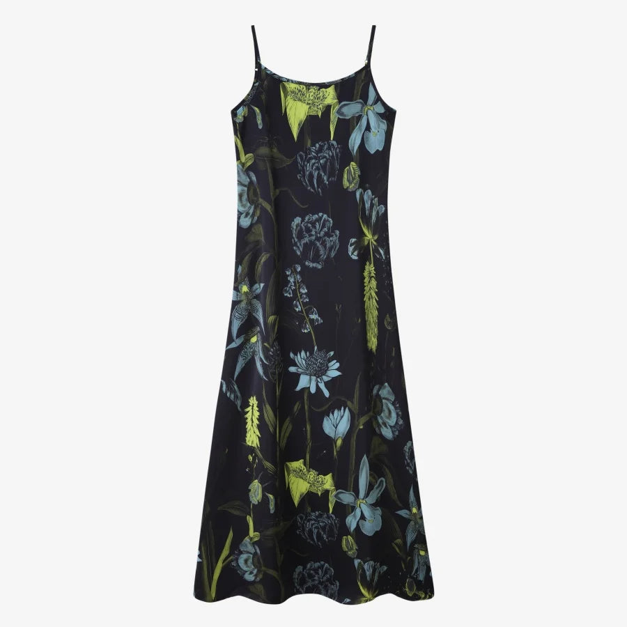 Elegance Satin Dress Set - Adjustable Mockneck Top & Knitted Cross Maxi Floor Length