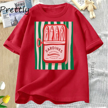 Sardines T-shirt Trend Italy Lovers T Shirt Woman Man Cotton Short Sleeve Harajuku Tshirt Causal Round Neck Womens Clothing