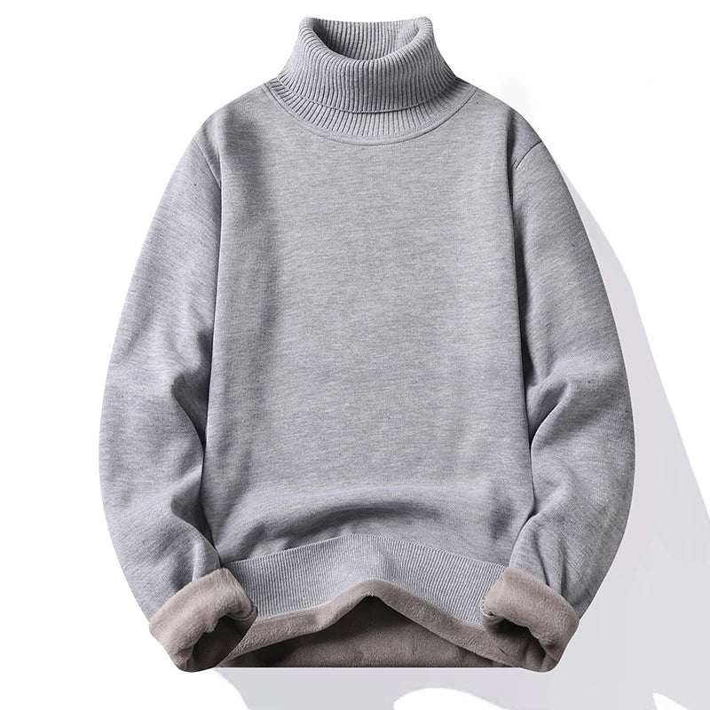 Sweatwear Mens Anti-pilling High Quality Knitted Turtleneck Sweater Slim Fit Long Sleeve Pullover Solid Color Trend Men Clothing