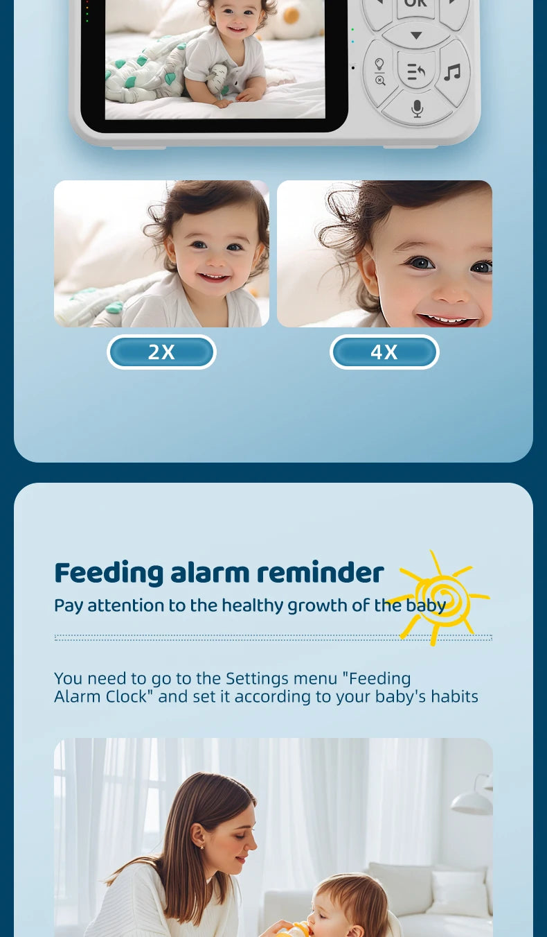 DANMINI new 3.5 "RGB night light baby monitor with night vision temperature detection voice intercom baby nanny security camera