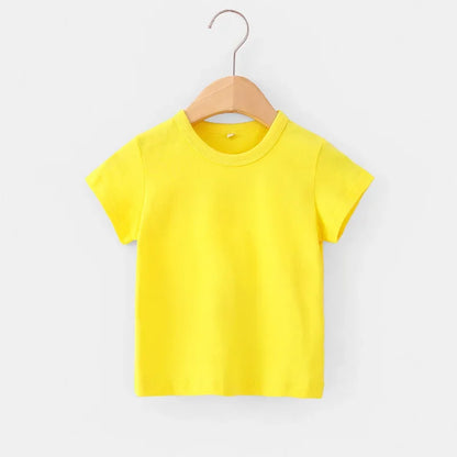Summer Girls T Shirts Yellow Red Short Sleeve Baby Boy T Shirt White Tee Shirt Cotton Girls Tops For Children Clothes