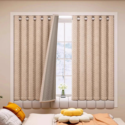 Insulating Blackout Curtains – Thermal Double Layer Windproof Panel for Winter Frost Protection