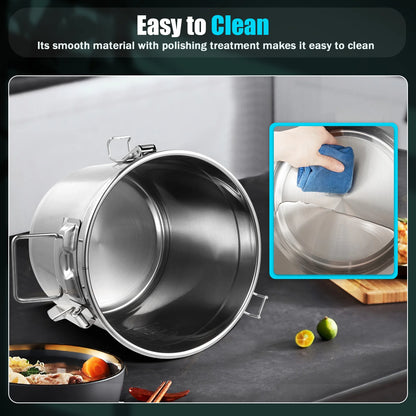 Stainless Steel Cereal Container - 12L Airtight Rice and Oil Storage Bucket - ZOOMNSTORE