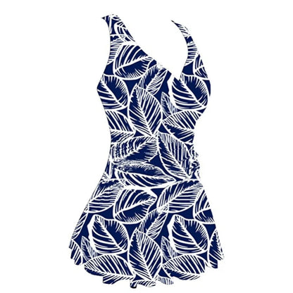 European and American Conservative Women's Large-size Printed Cherry One-piece Conservative Belly-covering and Slimming Swimsuit