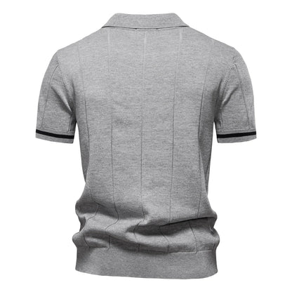 AIOPESON Men's Solid Color Sport Zipper Polo Shirt Athletic Social Polo Shirts for Men Office Slim Fit Polo