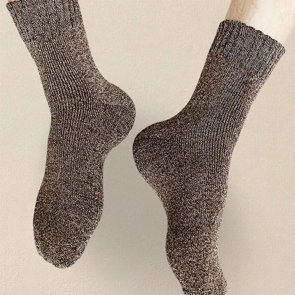 Mens Solid Color Winter Socks - Soft Comfortable Casual 3515 Pairs - ZOOMNSTORE