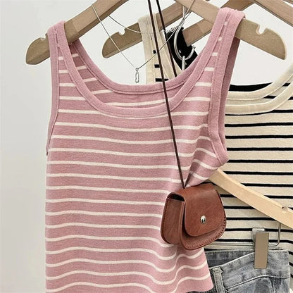 Korean Lady Round NNeck Casual Sweater Spring Autumn Women Fashion Long Sleeved Pullover Knit Female Contrasting Striped Knitted