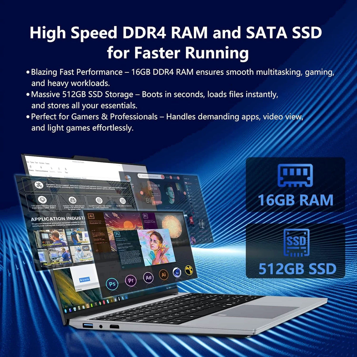 Intel Core I9 9900 Laptop Windows 11 16GB RAM 1TB SSD 4K HD Screen Portable Slim Laptops PC Gamer 15.6 inch Computer Office