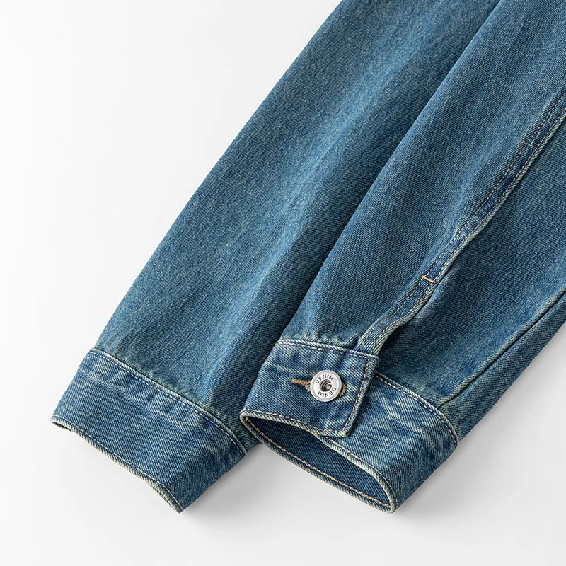 Men's Casual Non-Stretch Denim Jacket High Street Style Zipper Loose Workwear Jacket Plus Size Trendy Streetwear Top