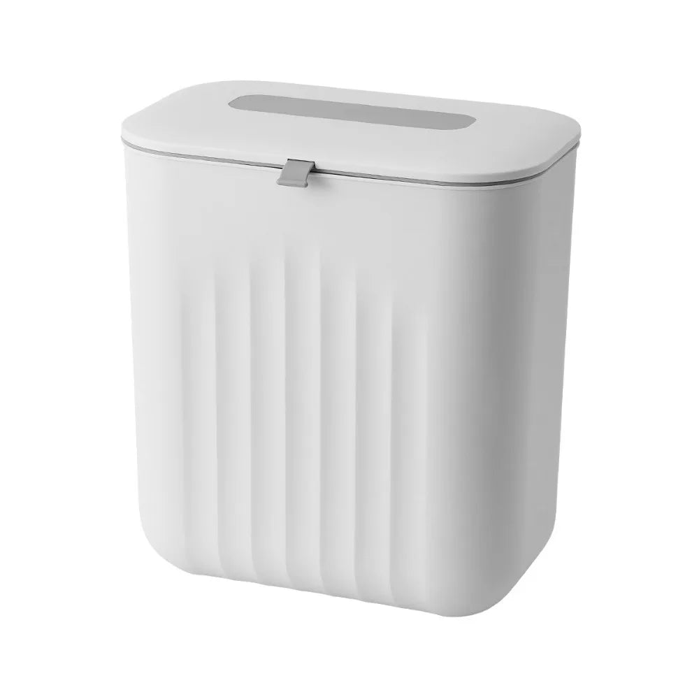 Wall-Mounted Trash Bin with Silicone Handle - Two-Way Opening Lid PP Storage Tube