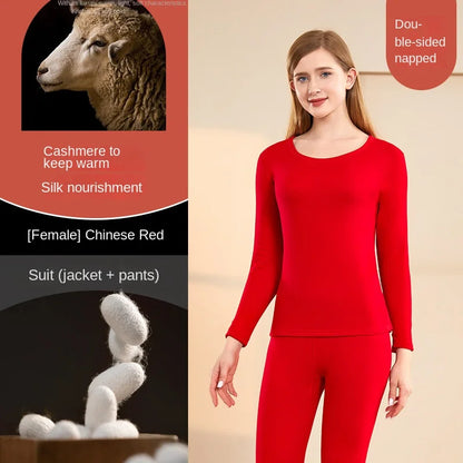 Men Wool Winter Long Sleeves Thermal Warm Thick Sweater Thermal Underwear Soft Fleece Lined Long Johns Set Thermal Clothes