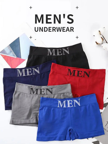 5PCS Thin High Elastic Men's Boxers Comfortable Plain Color Boxer Briefs Breathable Solid Underpants for Men