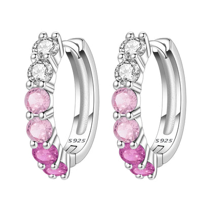 MISEFF Real 925 Sterling Silver Earring Gradual Change Green Blue Colored Zircon Hoop Earrings Engagement Wedding Jewelry Gifts