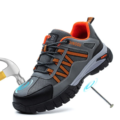 Safety Work Boots Steel Toe Anti-smash Anti-puncture Indestructible Work Shoes for Men Women, Lightweight Breathable Non-slip Wear Resistant Rubber Sole Industrial Construction Protective Footwear, Shock Absorbing Comfort Ins