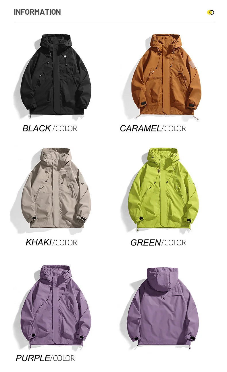 CHRLCK Unisex Outdoor Waterproof Jacket Windbreaker Coat Autumn Breathable Fishing Camping Windproof Jackets Men Women Clothing