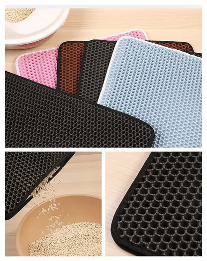Cat Litter Mat with Gift Double Layer Waterproof Pet Litter Box Mat Non-slip Sand Cat Pad Washable Bed Mat Clean Pad Products
