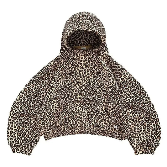Y2K Leopard Print Hoodie – Unisex Harajuku Hip Hop Style Zip-Up Pullover Sweatshirt for Couples