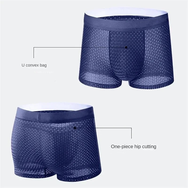 5pcs/Men's Underwear Summer Ice Silk Underwear Plus Size Panties Cool Breathable Sexy Boxer Panties Mesh Comfort Underwear L-5XL