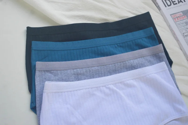 6pcs Cotton Women Panties Lady Plus Size Underwear High Waist Briefs Breathable Solid Color Female Lingerie Shorts