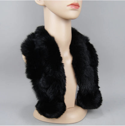 Rabbit Fur Scarf - Genuine Real Natural Fur Muffler for Women Winter Warmth