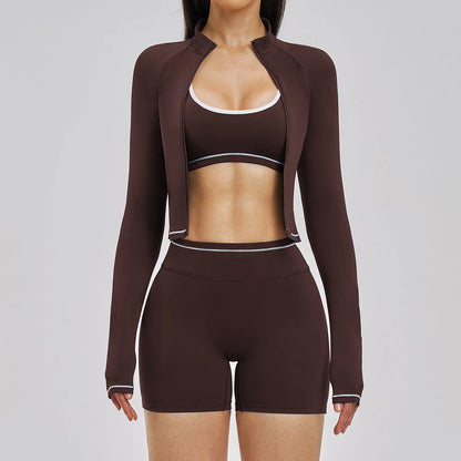 3PCS Sports Sets Woman Set Yoga Sexy Outfits Nude Feel Spring Summer Women's Gym Kit Female Fitness Clothing Outdoor Running