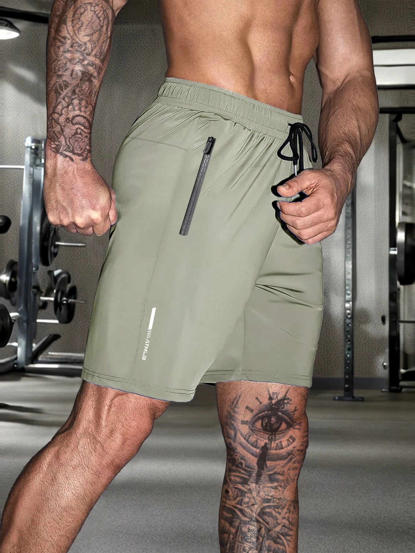 Men's Casual Shorts - Elastic Waist Zipper Pocket Quick Dry Running Shorts for Men