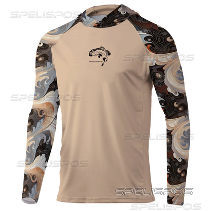 SPELISPOS New Men Fishing Hoodie Summer Breathable  Long Sleeve Fishing Jersey Sun Protection UPF 50+ T-shirt Camisa De Pesca