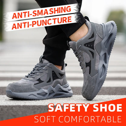 Men's Steel Toe Safety Shoes Anti-Smash Anti-Puncture Lightweight Breathable Industrial Work Shoes Lightweight Breathable Men's Safety Shoes Steel Toe Anti-Slip Sport-Style Industrial Work Shoes