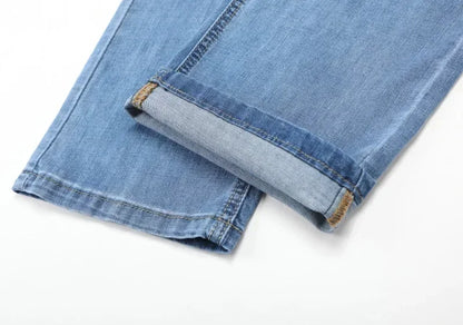 2026 Summer Brand Clothing Men's Straight Loose Lightweight Jeans Classic Badge Business Casual Thin Cotton Stretch Pants