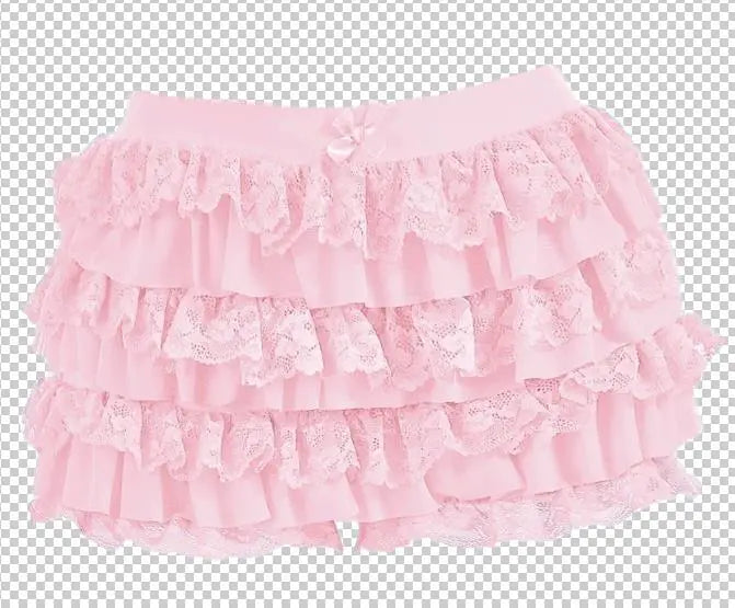 Women's Bow Lace Ruffle Shorts – Y2K Elastic-Waist Summer Shorts