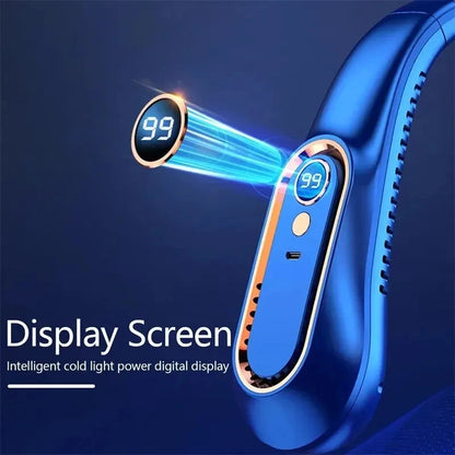 TINSOL New ceiling fan USB rechargeable portable small fan students office sports digital display ceiling fan hanging neck fan