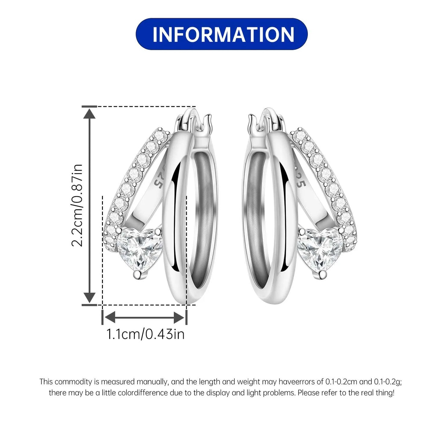 Orstarry S925 Sterling Silver Square Chain With Stone Inlaid Earrings Hoop Earrings For Women Jewelry Original Party Trendy Gift