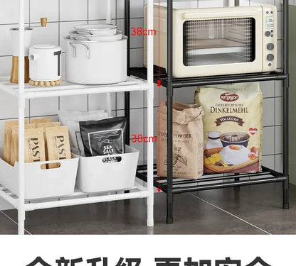 Microwave Oven Rack - Multi-Layer Removable Kitchen Storage Rack with Wheels